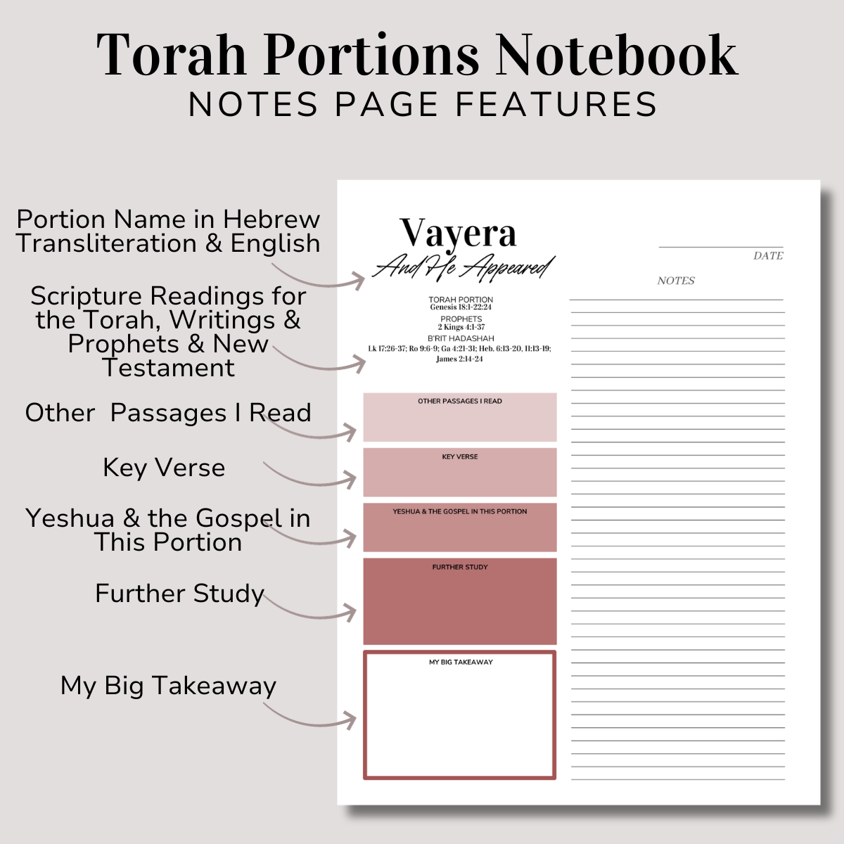 Torah Portions Notebook - Newest Edition, PDF Only