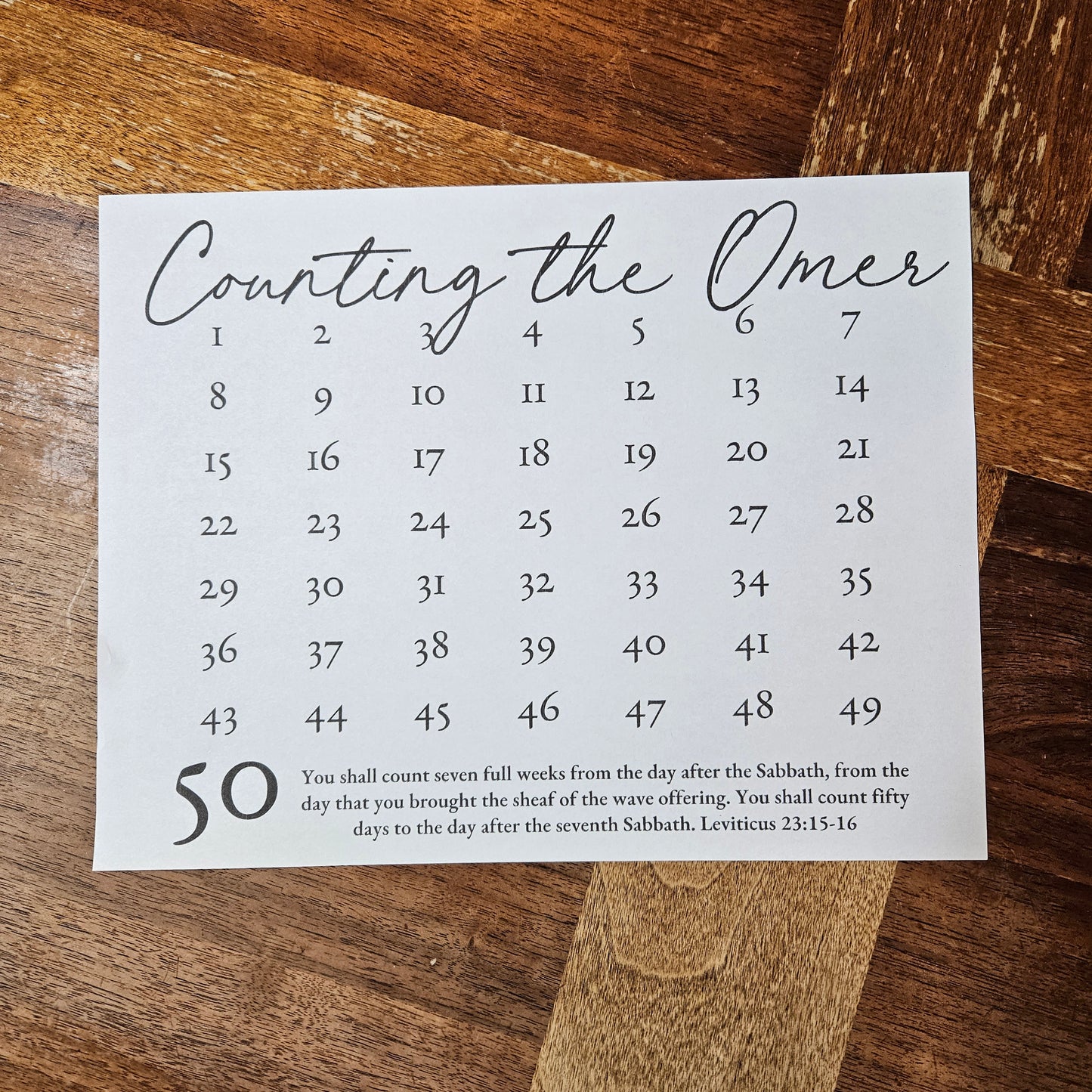 Omer Counting Printable Poster 2025