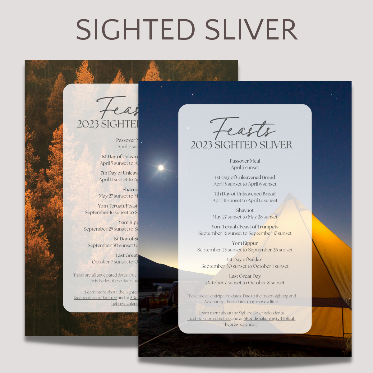 2023 Feast Dates Posters