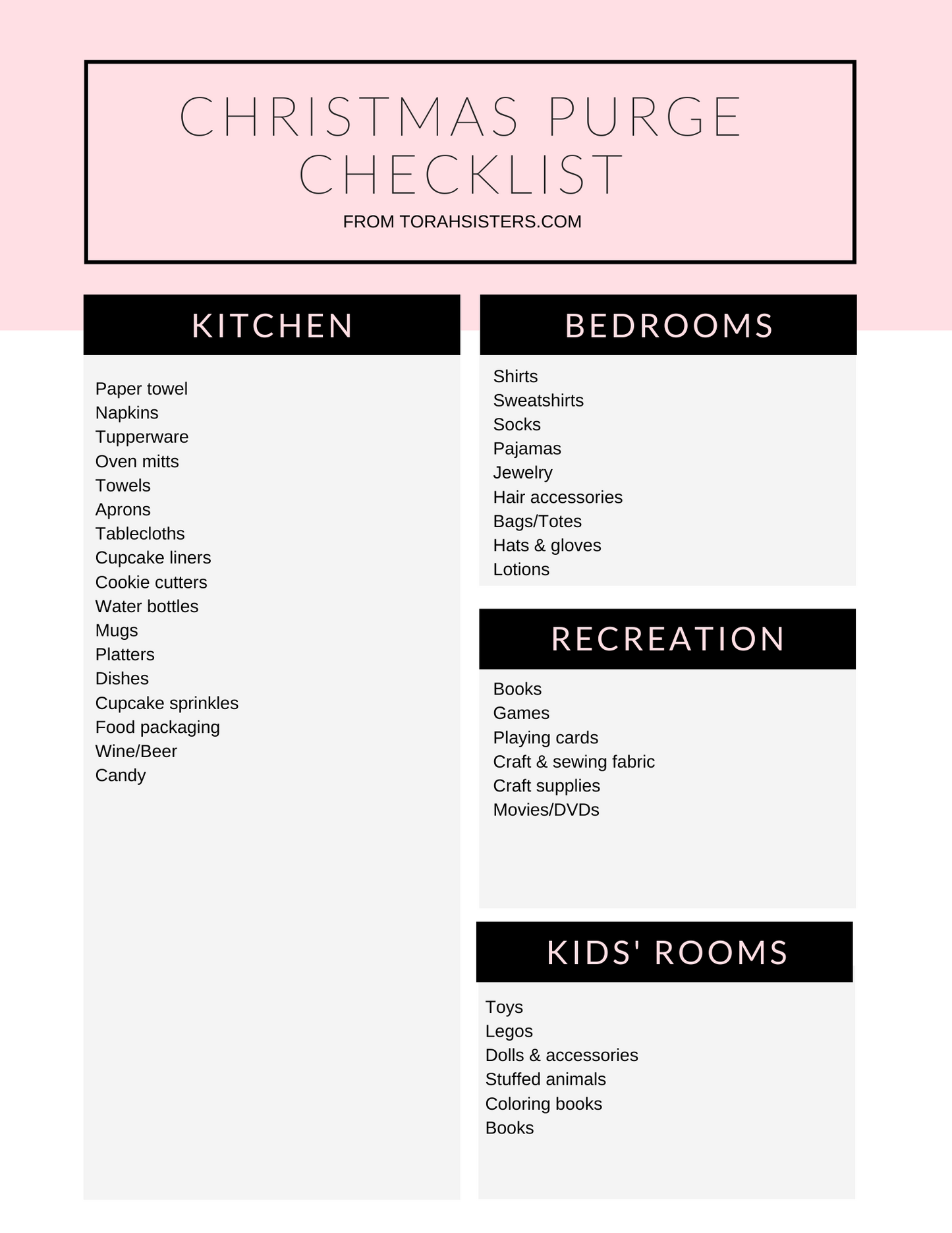 Christmas Purge Checklist