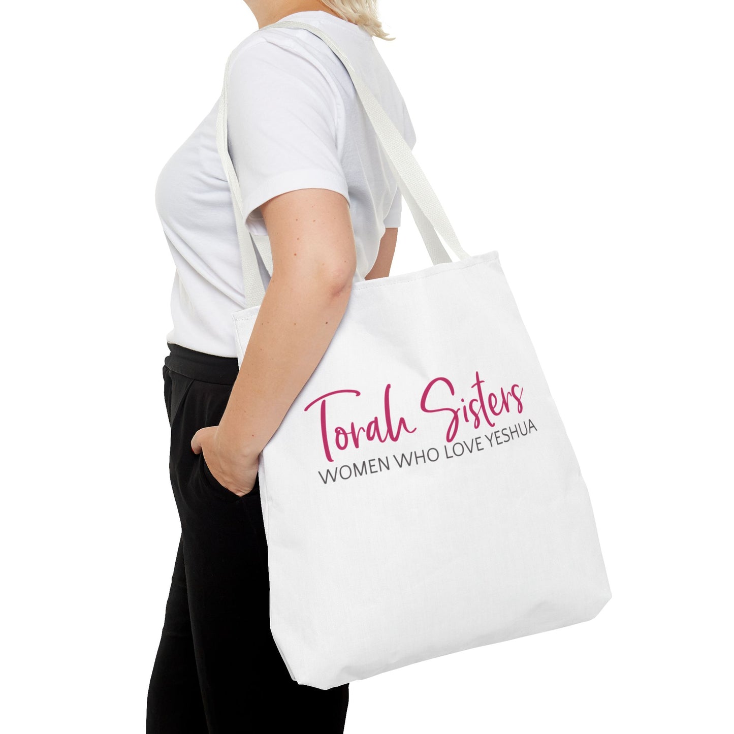 Large 18 Inch White Torah Sisters Tote Bag