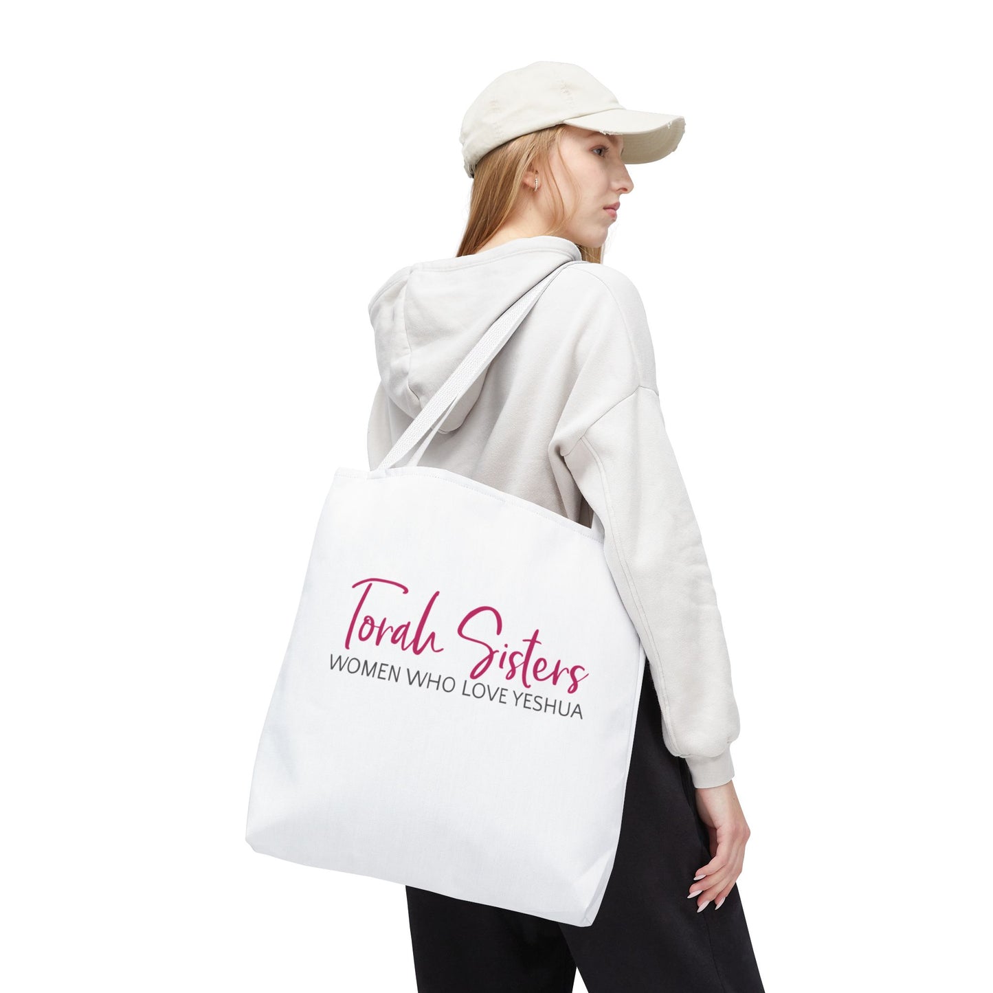 Large 18 Inch White Torah Sisters Tote Bag
