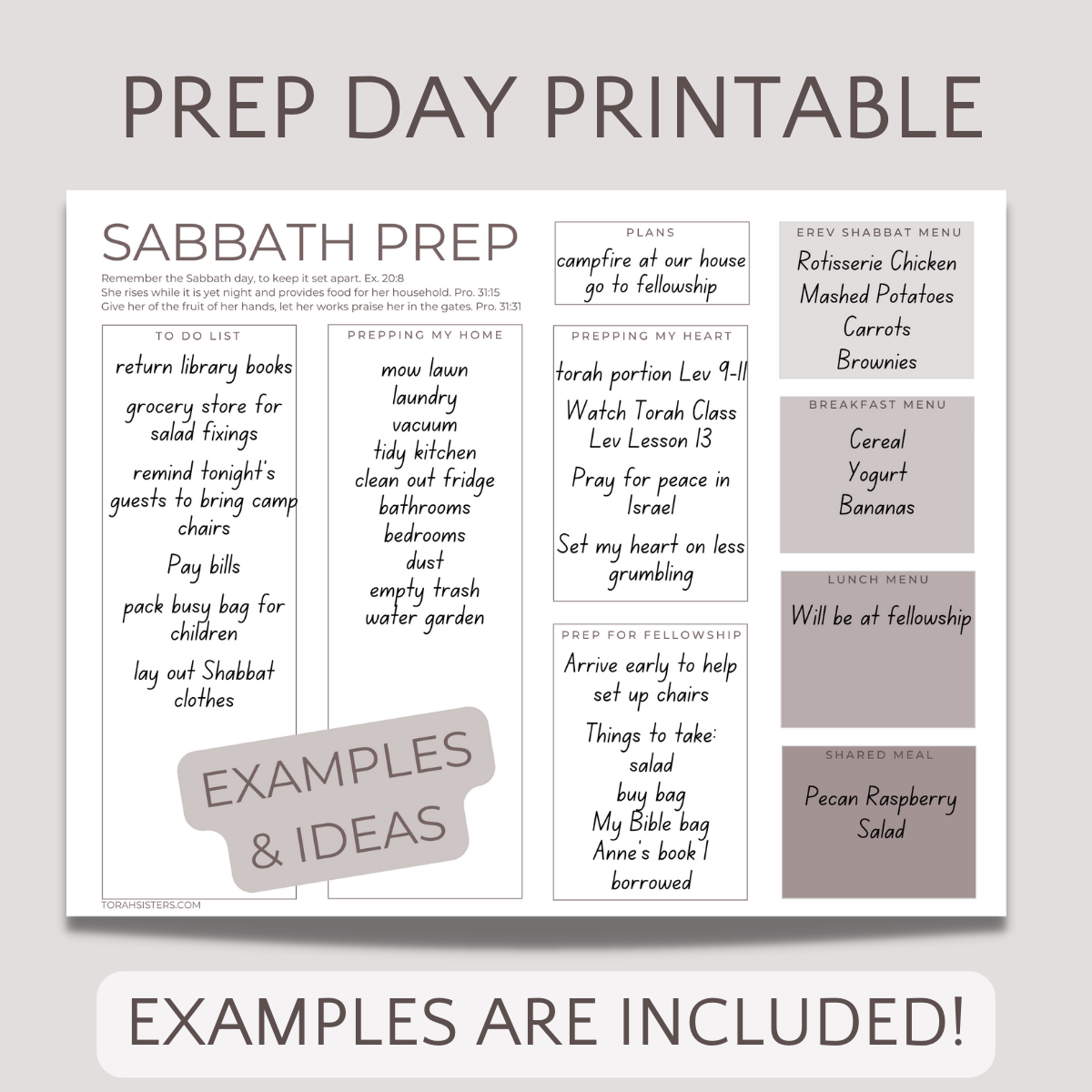 Sabbath Prep Page 2023