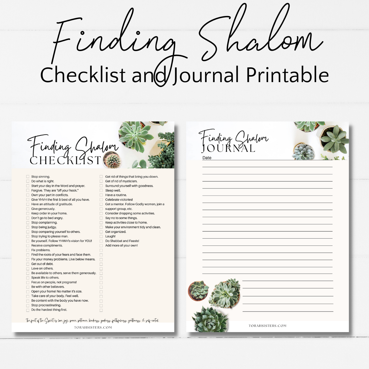 Finding Shalom Checklist